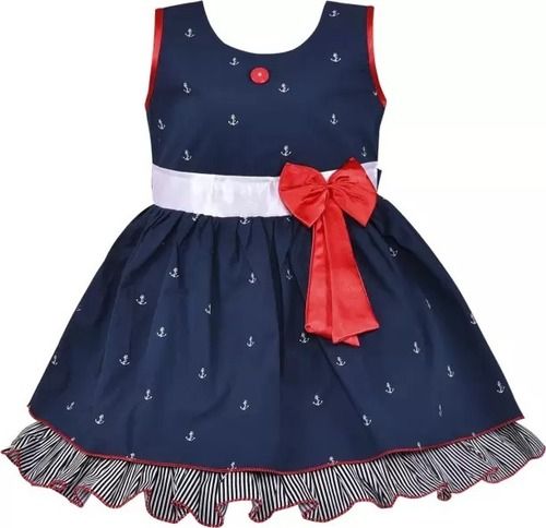 Party Wear Breathable Sleeveless Nylon Designer Frock For Baby Girl