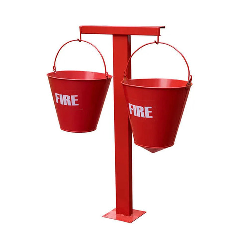 Red 10 Liter Color Coating Mild Steel Fire Bucket Stand For Safety
