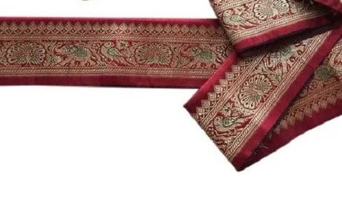 Maroon 20 Meter Printed Banarasi Saree Lace