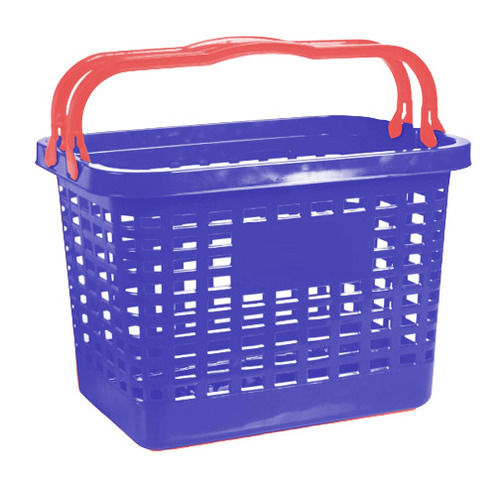 Blue And Red 20X10X30 Inches Lightweight Rectangular Rigid Hdpe Plastic Basket With Large Storage Space