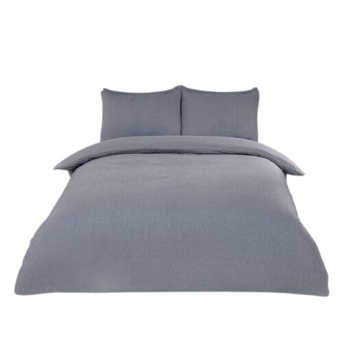 Grey 250 Kg/M3 Density King Size Shrink Resistant Cotton Plain Bed Sheet With Two Pillow Covers