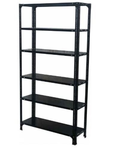 Black 3X1X6 Foot Color Coated 5 Shelves Metal Slotted Angle Rack 