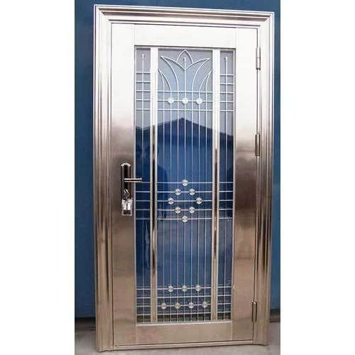 8.4 Mm Thick Powder Coated Rectangular Mild Steel Safety Door For Exterior Use