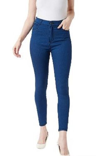 Casual Wear Skinny Fit Plain Denim Jeans For Women 