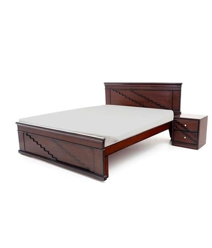 Dark Brown Polished Single Bed Without Storage