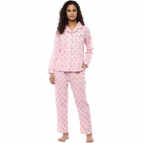 In Touche Cotton Printed Blue Nightwear Pajama Set for Ladies – Stilento