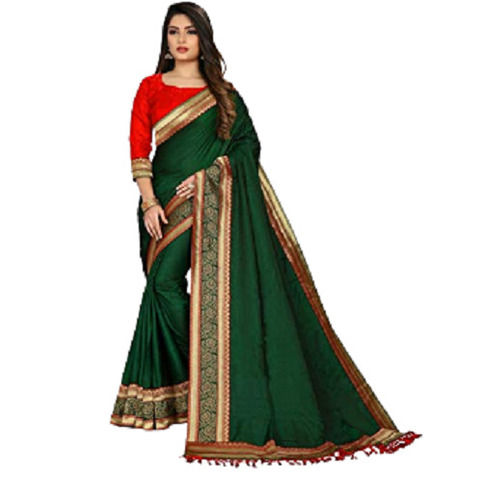 Indian-Style Cotton Silk Sarees With Unstitched Blouse Piece