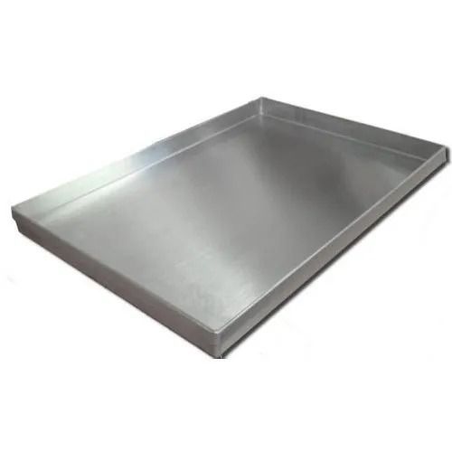 Silver Polished Finish Rectangular Stainless Steel Tray Food Serving Use