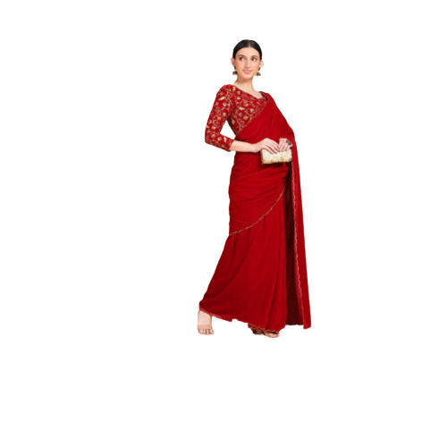 Lycra RED NEW DESIGNER VELVET SAREE, Party Wear, 5.5 m (separate blouse  piece) at Rs 949/piece in Surat