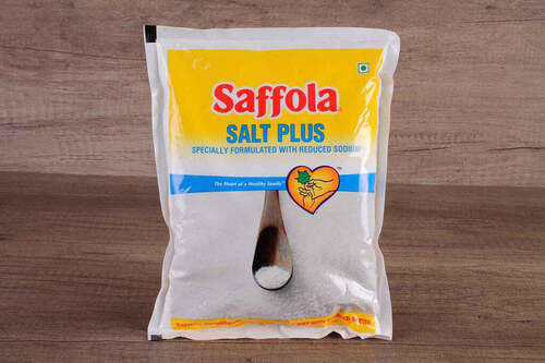 Specially Formulated With Reduced Sodium Saffola Salt Plus