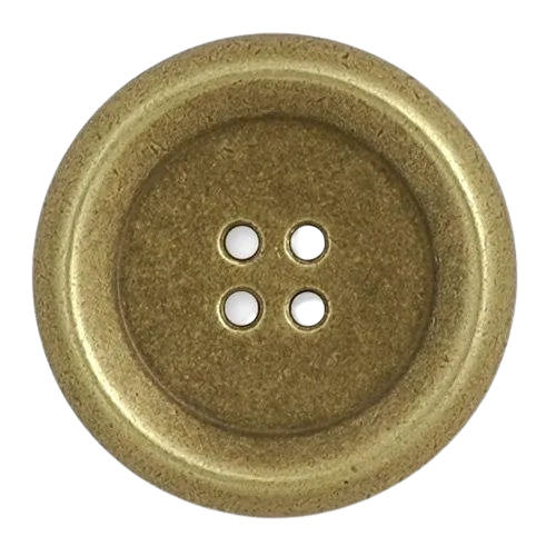 Golden 1.5 Inch Round Polished Finish Plain 4 Hole Brass Button 