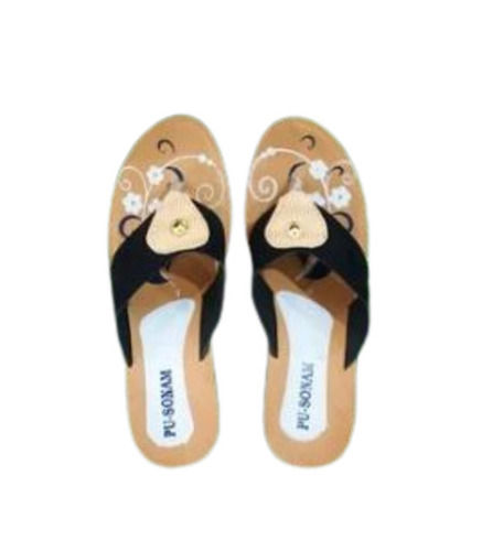 Brown Casual Wear Pvc Outsole Pu Fancy Flip On Slipper For Ladies