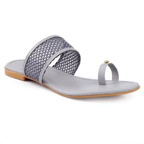 Grey Casual Wear Pvc Sole Comfortable Slip On Style Flat Slipper For Ladies