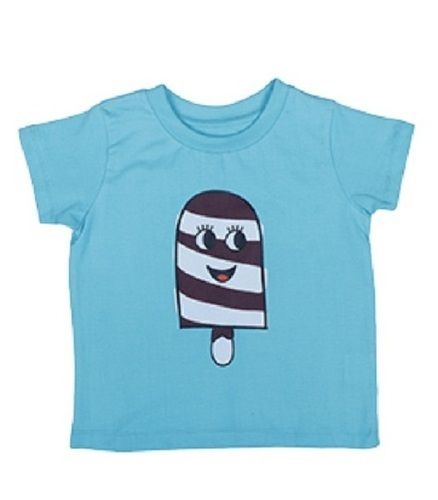 Kids Printed Round Neck Short Sleeve Cotton T Shirt Bust Size: 10 Inch (In)