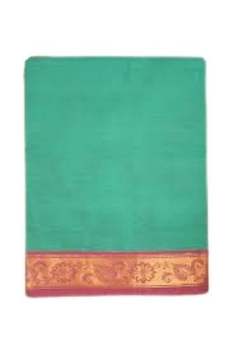 Summer Ladies Traditional Wear Zari Border Plain Sea Green Cotton Sarees