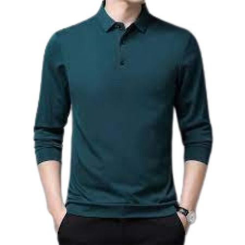 Mens Full Sleeve Plain Green Cotton T Shirts Gender: Male