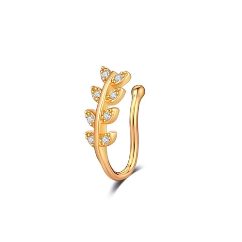 महिलाओं के लिए पॉलिश फिनिश्ड स्टोन और स्टेनलेस स्टील नोज़ रिंग्स