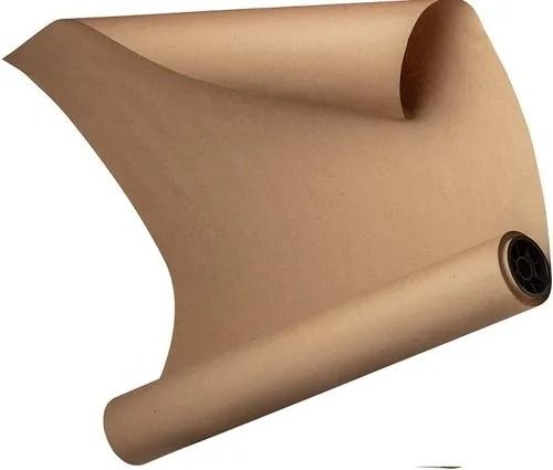 Brown 0.65Mm Thick 180 Gsm Ecofriendly Plain Recycled Kraft Paper Roll