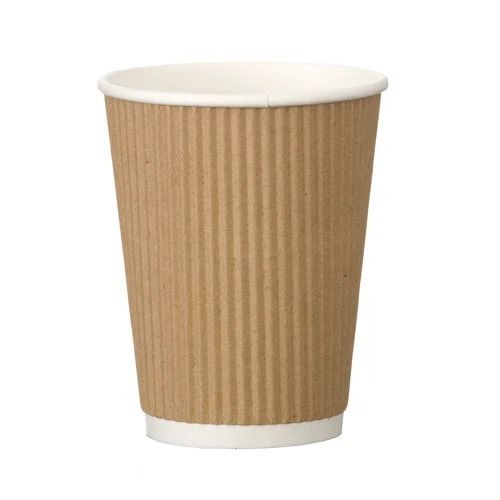 250ml Capacity Eco Friendly And Disposable Plain Ripple Paper Cup