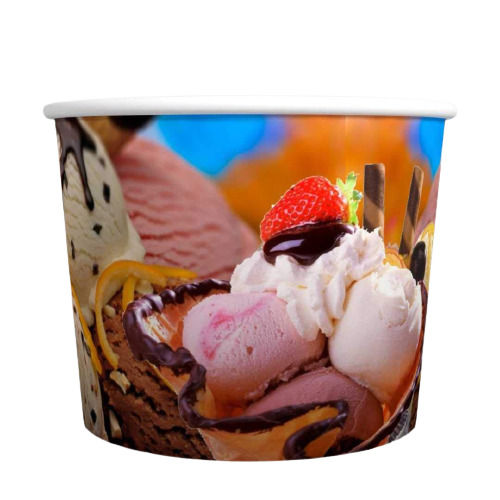 3 Inches Round Heat Resistance Printed Recycled Paper Ice Cream Cup