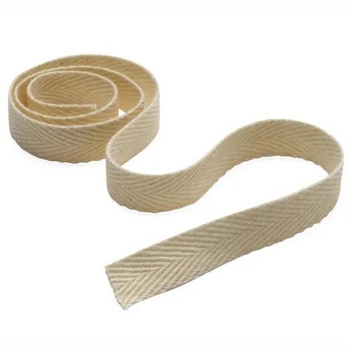 Cream 38X1 Inches Plain Dyed Cotton Twill Tape For Garments Purpose 