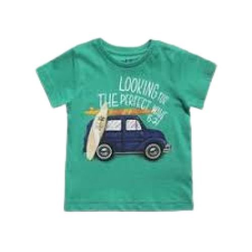 Green Baby Printed Round Neck Short Sleeve Cotton T Shirt