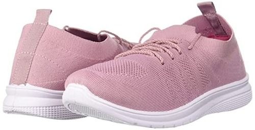 Pink Fashionable And Non Slip Lace Closure Plain Cotton Sports Shoes For Womens