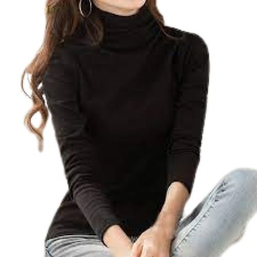 Ladies Causal Wear Full Sleeve Black Plain Cotton T Shirts Gender: Female