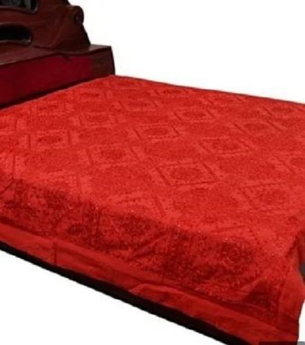 Red Plain Applique Cotton Bed Sheets