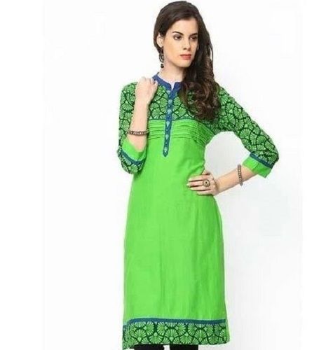 3 By 4 Sleeve Printed Cotton Kurti For Ladies Bust Size: 32  Centimeter (Cm)