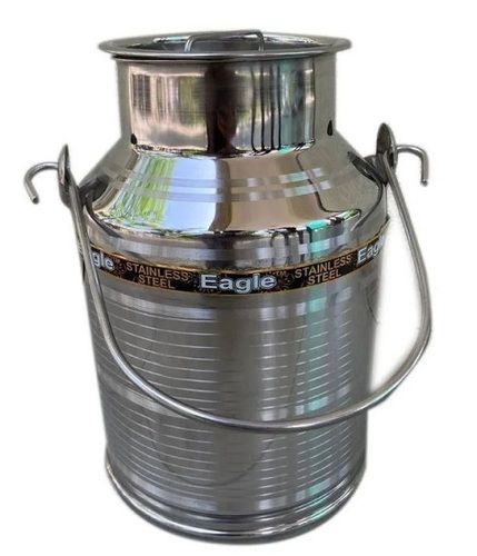 Silver 5 Liter Capacity Polished Round Stainless Steel Milk Can