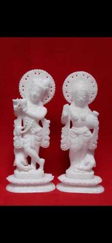 6 Inch Height White Marble Radhe Krishna Statue For Worship