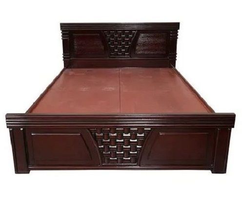 Handmade 7X5 Feet Modern Teak Wooden Double Bed