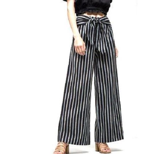 Black And White Casual Stripped Pattern Cotton Palazzo Pant