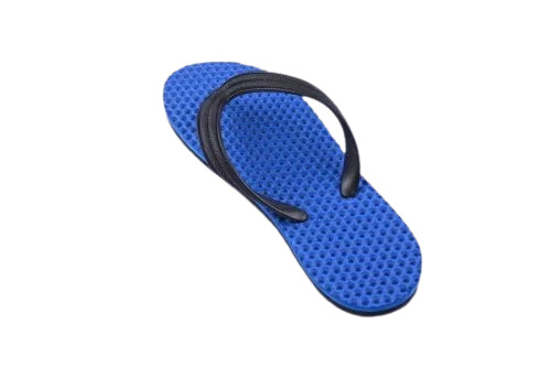 Comfortable Light Weight Non Slip Canvas Slipper For Men - Canvas Material, Rubber Outsole, Blue And Black Color | Stylish, Non-Slip Design, Ideal for Summer