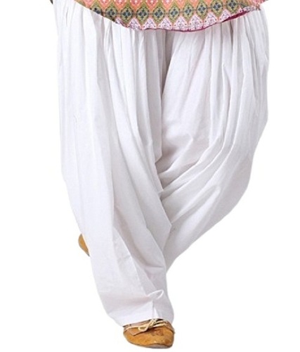 Indian Comfortable Plain White Ladies Patiala Salwar