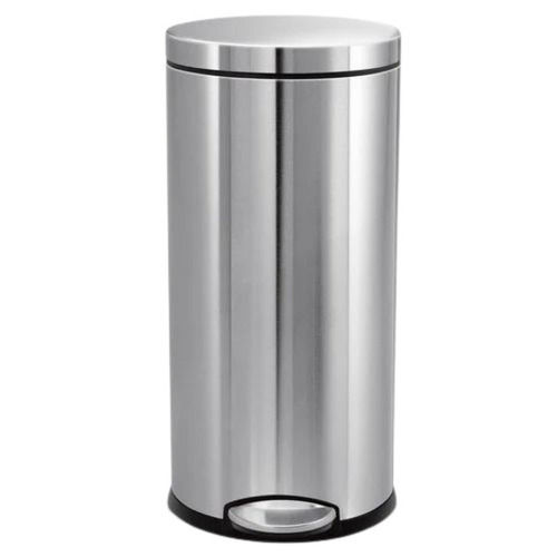 Silver Corrosion Resistance Polished Finish Round Stainless Steel Garbage Bin