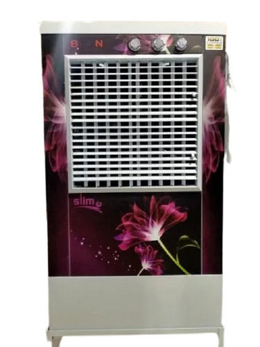 White And Maroon Floor Standing Rectangular Printed Electric Manual Cleaning Metal Commercial Air Cooler