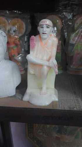 Handmade 6 Inch Polished White Marble Sai Baba Statue For Worship