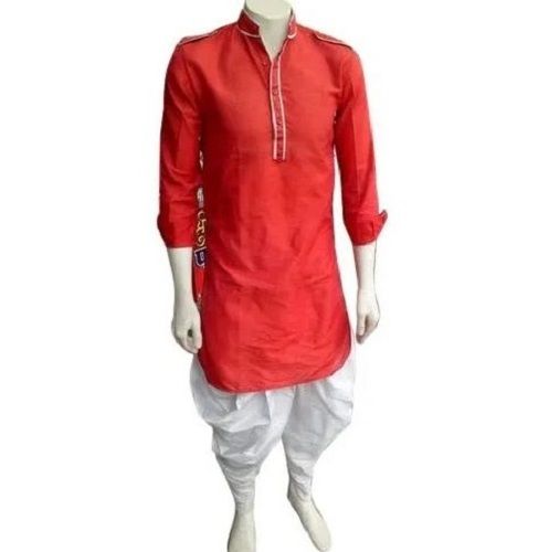 Mens Full Sleeves Plain Cotton Traditional Dhoti Kurta Chest Size: 45 Inch