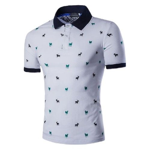 Mens Polo Neck Cotton Printed T Shirts