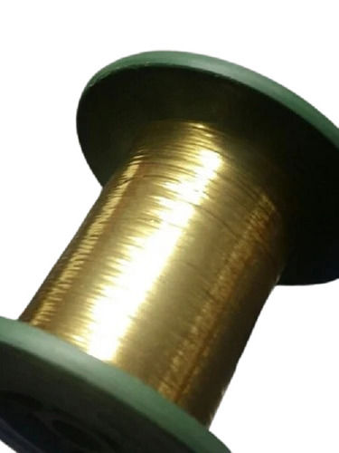 Golden Plain Shiny Coated Polyester Light Weight Washable Metallic Yarn For Knitting