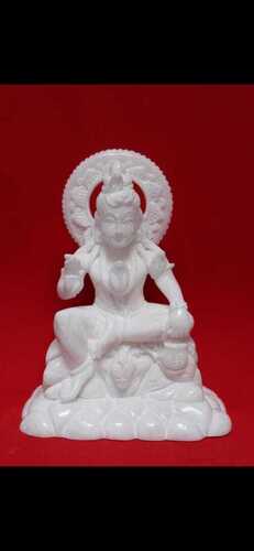 Polished 6 Inch White Marble Lord Shiva Statue For Worship