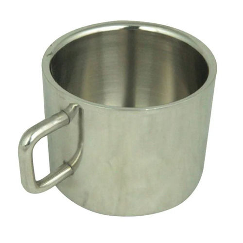 Round Smooth Interior Light Weight Polished Handled Stainless Steel Tea Cup
