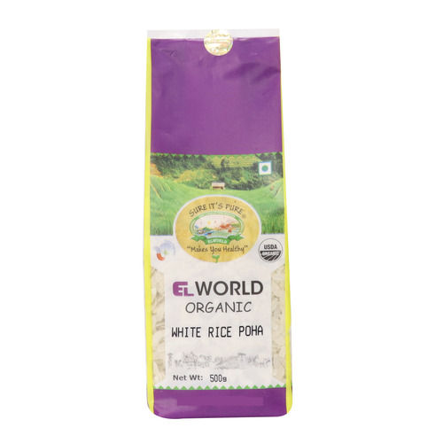 100% Organic And Healthy Gluten Free White Rice Poha, 500g Pack