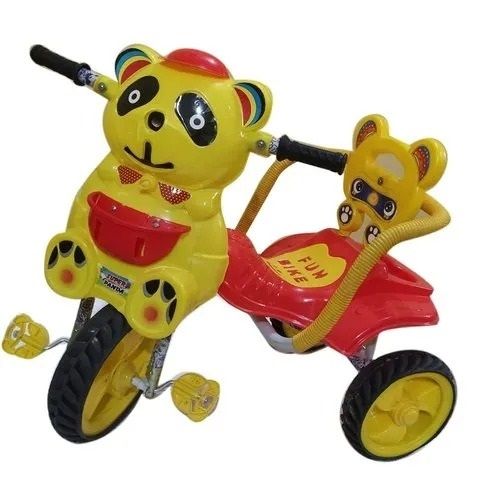 Adjustable Handlebar Front Basket Plastic And Iron Kids Panda Face Tricycle