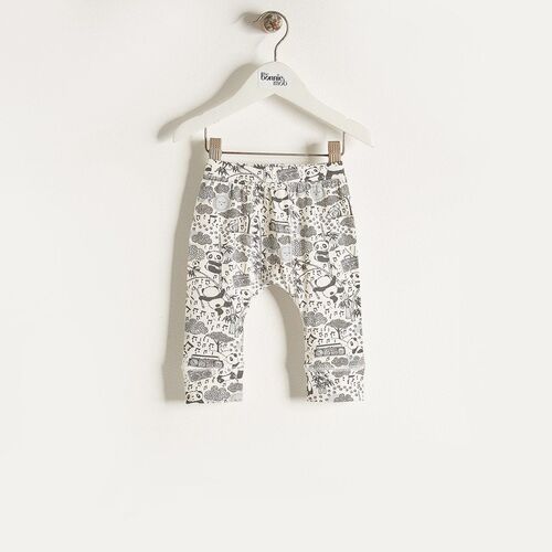 Black And White Mens Cotton Linen Printed 3/4th Pants