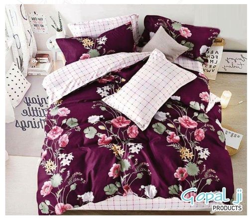 Multicolor Flower Printed Cotton Double Bedsheet With Pillow Covers