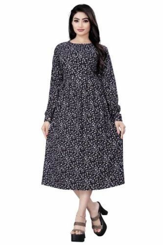 Skin Friendly Full Sleeves Printed Cotton Kurti For Ladies 