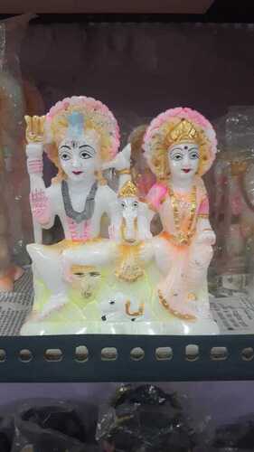 Hand Made White Marble Lord Shiva Family Statue For Worship